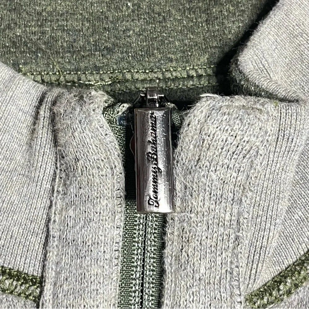 Tommy Bahama Flipsider Full Zip Reversible Sweater Jacket - Size L (Green/Gray) - Picture 2 of 6
